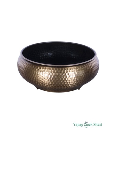 Yapay Çiçek Sitesi Metal Dekoratif Darbeli Ufo Model Saksı 11 Cm Bronz Bronz