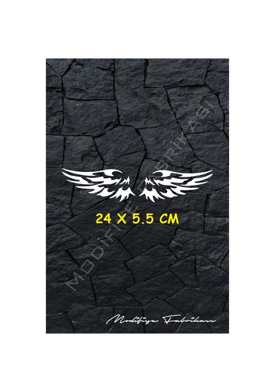 Melek Kanat Sticker Folyo - Beyaz - 24 X 5.5 Cm