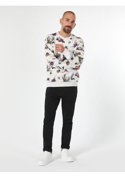 Colin's Regular Fit Baskılı Beyaz Erkek Sweatshirt CL1061632_Q1.V1_SNM