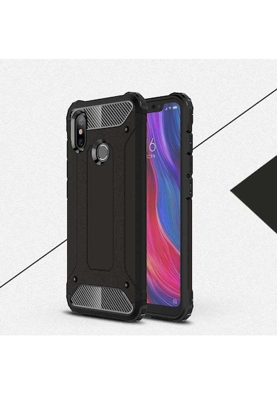 Kilifone - Xiaomi Mi 6x / Mi A2 Uyumlu - Kılıf Çift Katman Koruyucu Crash Military Tank Kılıf - Siyah Siyah