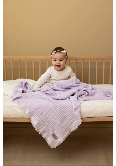 Zeypba Bebek & Çocuk İçin % 100 Pamuk 4 Katlı Müslin Örtü 110x110 CM Lila