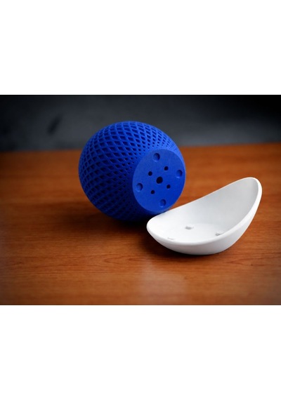 3d Baskı Küre Saksı - Kafes Dokulu İki Parçalı Dekoratif Saksı - Mavi-beyaz 86761692