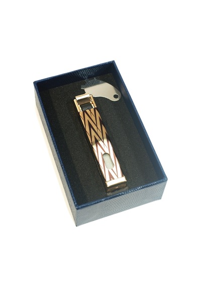 Parmida Tek Torch Pürmüz Gold-siyah Desenli Metal Puro Çakmağı