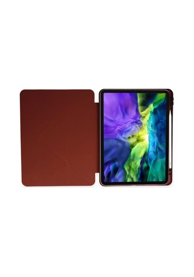 Apple İpad Air 4 10.9 Kılıf Kalemlikli Mars Tablet Kılıfı - Mürdüm Arka Kapak