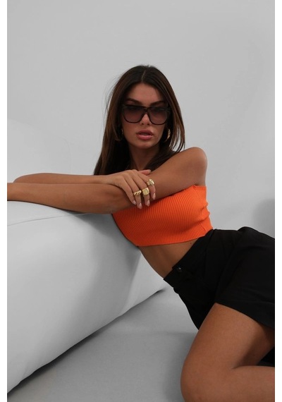 Valensdesign İnce Askılı Crop Top Turuncu