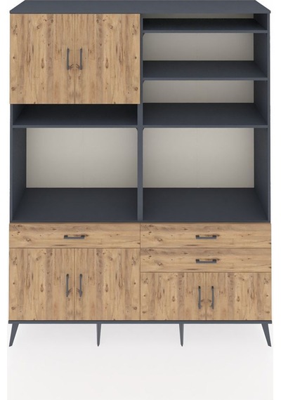 Hyperion Gardrop 10 Raflı 3 Çekmeceli 8 Kapaklı 176x44x221 Antrasit-çam Çam Hyperion Gardrop 10 Raflı 3 Çekmeceli 8 Kapaklı 176x44x221 Antrasit-çam Çam