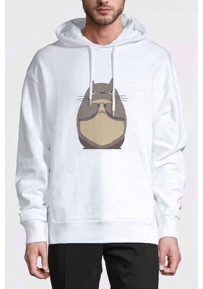 My Neighbor Komşum Totoro Baskılı Beyaz Erkek Örme Kapşonlu Sweat (531038647)