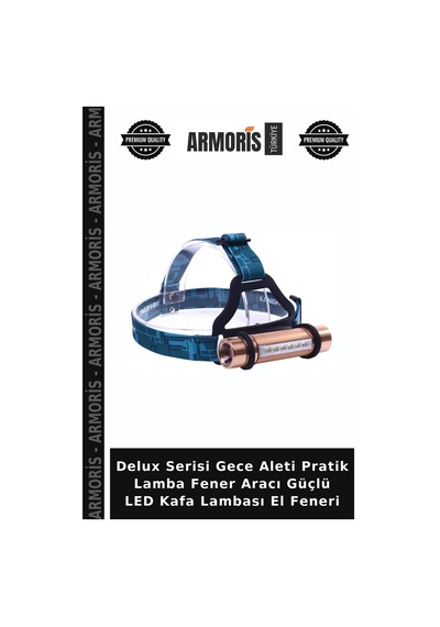 Delux Serisi Gece Aleti Pratik Lamba Fener Aracı Güçlü Led Kafa Lambası El Feneri