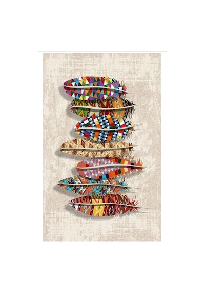 Krem Kaymaz Taban Dijital Baskı Halı Kilim Yolluk Krem