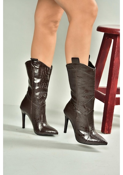 Fox Shoes N372677511 Kahverengi Kroko Baskı İnce Topuklu Kadın Bot Kahverengi-kroko Baskı Fox Shoes N372677511 Kahverengi Kroko Baskı İnce Topuklu Kadın Bot Kahverengi-kroko Baskı