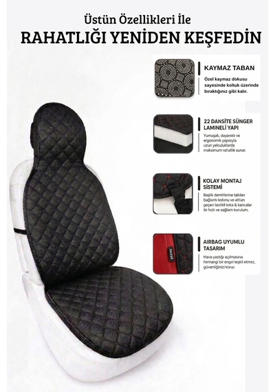 Oto Koltuk Minder Seti Terletmez Kolay Montaj Universal Koruyucu Kılıf Kumaş 43781666