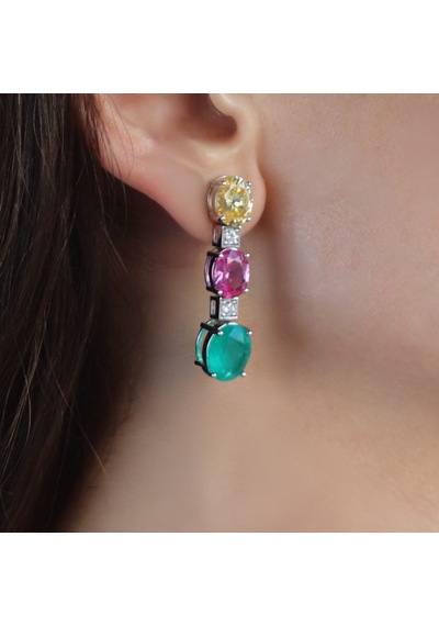 Swarovski Cubic Taşlı Gümüş Küpe