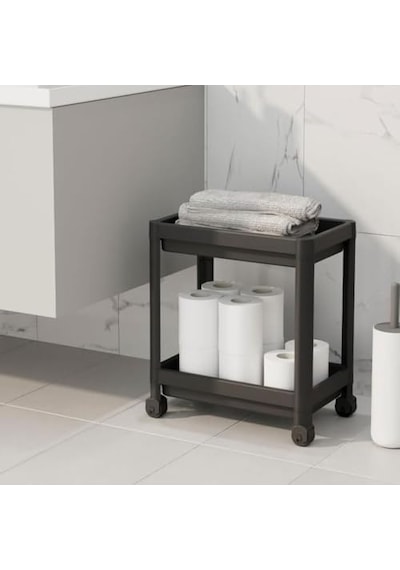 Orret Home 2 Katlı Tekerlekli Tezgah Altı Raf Organizer Düzenleyici Raf Ünitesi, Evye Altı Dolap İçi Düzenleyici, Mutfak Banyo Deterjanlık Şampuanlık Sebzelik,taşınabilir Saklama Rafı Siyah