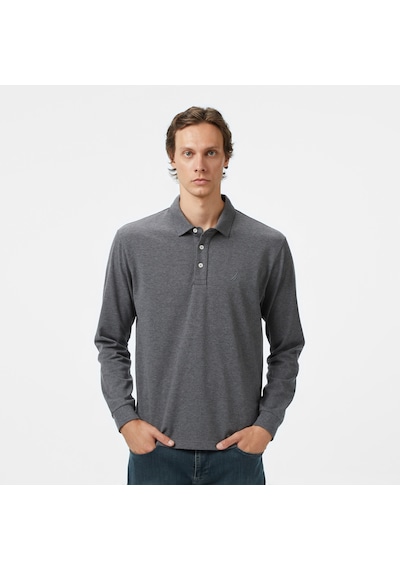 Nautica Erkek Gri Classic Fit Uzun Kollu Polo Yaka T-shirt Düz K57042t Gri