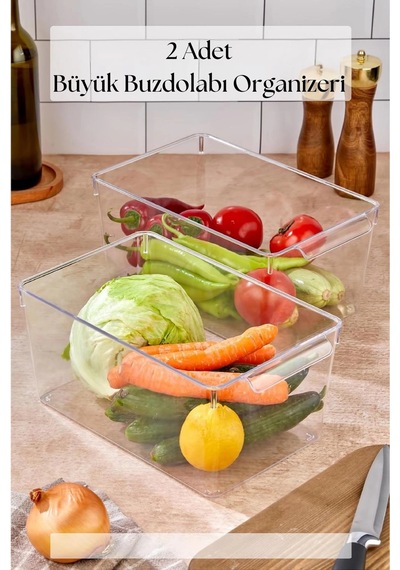 2 Li Buzdolabı Organizeri & Buzdolabı Düzenleyici 6 Lt Çok Renkli