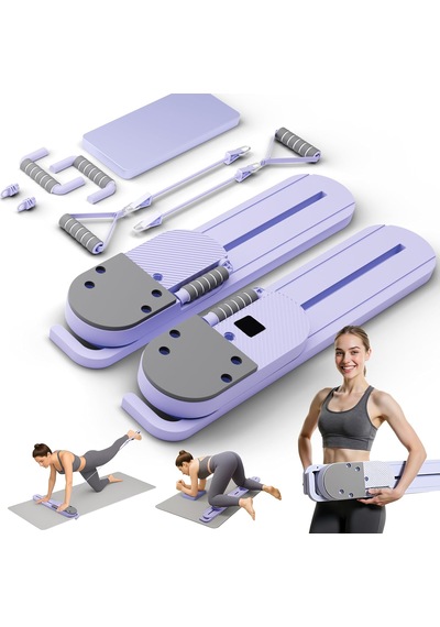 Fonksiyonlu Hareketli Pilates & Mekik Tahtası - Raylı Sistemli Tüm Vücut Kondisyon İstasyonu Mor