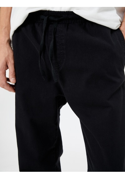 Koton Canvas Pantolon Cepli Pamuklu Siyah 4wam40105hw