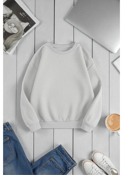 Uyguntarz Unisex Rome Itally Tasarım Baskılı Bisiklet Yaka Sweatshirt Gri