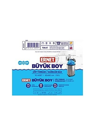 Ernet Çöp Torbası Ekonomik Büyük 65x80 Cm 10 Adet 2084 3 Paketi