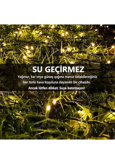 Güneş Enerjili Led Işık Zinciri 12 Metre 100 Led Gün Işığı, Solar Bahçe Işığı, Ip65 Su Geçirmez, 8 Aydın Diğer