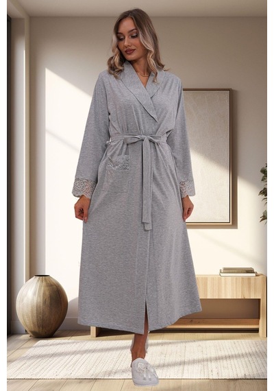 Mecit Pijama Mecit 1543 Gri Büyük Beden Kadın Sabahlık