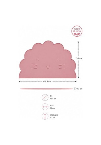 %100 Silikon Bebek Beslenme Matı Kolay Temizlenebilir Mama Altlığı Pembe