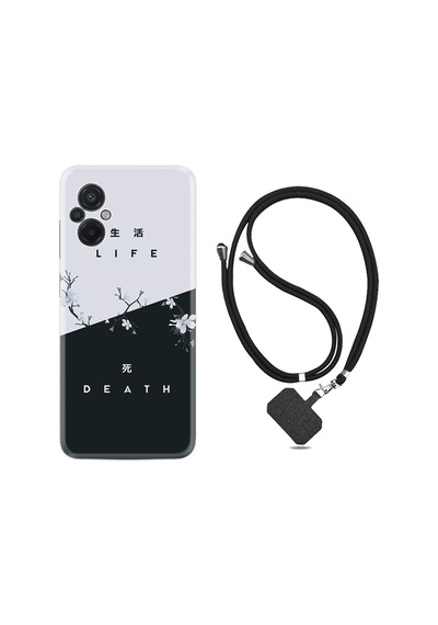 Xiaomi Poco M5 Kılıf İpli Boyun Askılı Desenli Silikon Life and Death 1339