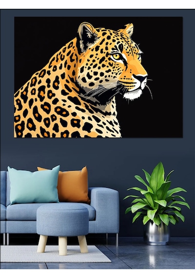 Yırtıcı Leopar Deseni Dekoratif Kanvas - Mdf Ahşap Tablo