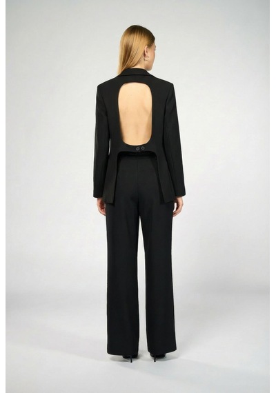 Kadın Siyah Sırt Dekolteli Blazer Siyah
