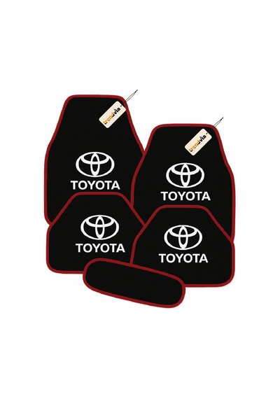 Toyota Logolu Siyah Kırmızı Oto Halı Paspas Seti 5 Parça Araca Özel Şık Ve Dayanıklı Zemin Koruma