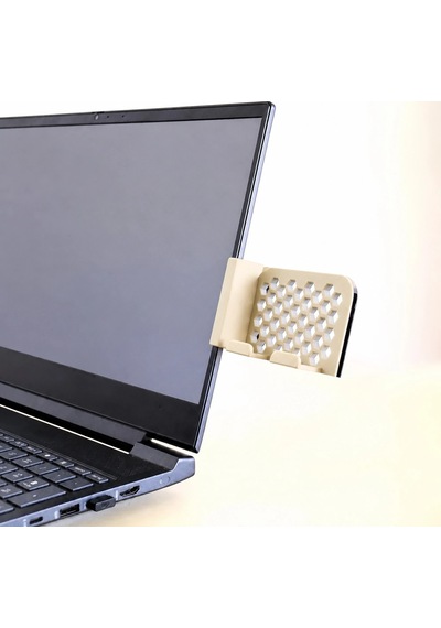 3d Baskı Monitor Telefon Tutucu - Petek Desenli Laptop Kenar Telefon Tutucu-bej Çok Renkli