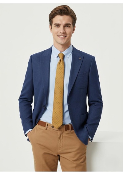 Presto Erkek Slim 6 Drop Örme Torba Cep Ceket Saks Mavi 1639-004a Saks Mavi