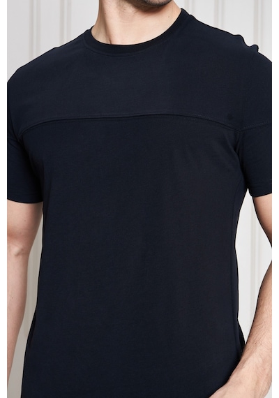 Jeuss Erkek Viscon Lina Likralı Kumaş Bisiklet Yaka Siyah Tshirt