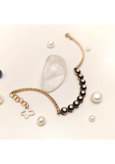 0.45ct Elmas Taşlı Yarı Kelepçe Bileklik Künye 8 Ayar Altın Hd Videolu