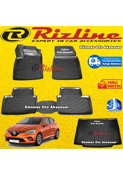 Renault Clio 5 3D Paspas +3D Bagaj Havuzu Hb 2020 Sonrası Rizline