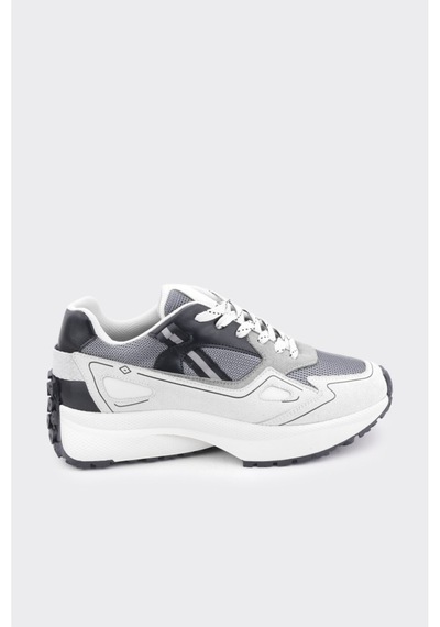 Derinet Yüksek Taban Kadın Sneaker Beyaz Gümüş Beyaz Gümüş