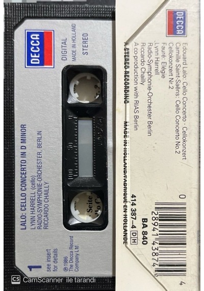 Plak Değildir Kaset Tir Lalo Saint-saens Classic Kaset