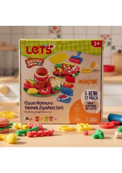 Lets Oyun Hamuru Yemek Ziyafeti Seti 5 75 Gr 22 Parça L-8495 Çok Renkli