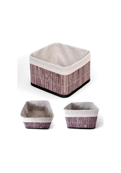Bambu Çok Amaçlı Saklama Kutusu Düzenleyici Kare Organizer, Dekoratif Bambu Düzenleyici Gri 20x20x13cm 4 Adet Diğer