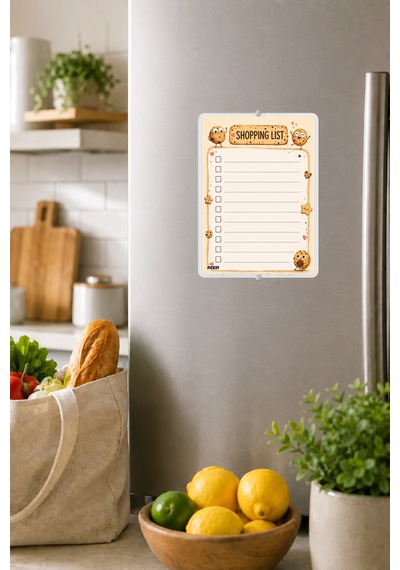 Alışveriş Listesi - A5 - Mıknatıslı - Pvc - Buzdolabı Notluk & Masaüstü - Yaz Sil - Planlayıcı - 4262 Çok Renkli