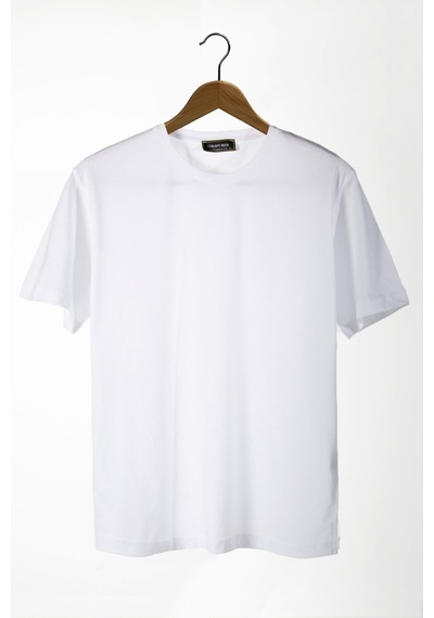 Erkek Bisiklet Yaka Oversize Rahat Kalıp Basic T-shirt 22y-3400761-1 Beyaz Beyaz