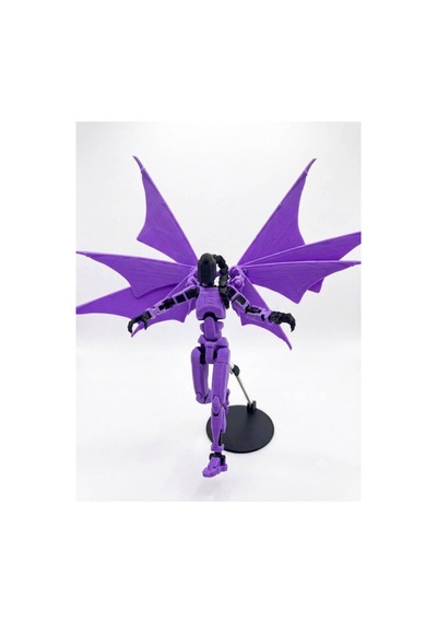 Dummy 13 Mor Saçlı Kanatlı Hareketli Figür - 3d Robot Oynar Eklemli Stand Hediyeli