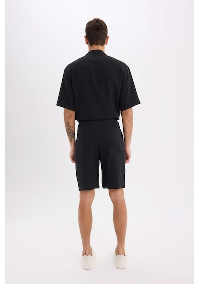 DeFacto %100 Pamuk Relax Fit Müslin Cepli Basic Düz Bermuda Şort C7589AX25SMBK81