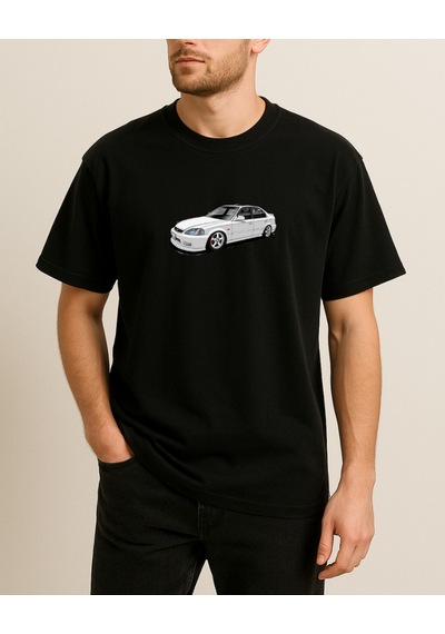Civic Baskılı T-shirt 2 Siyah