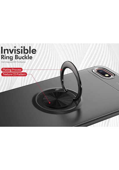 Huawei Y5 2018 Kılıf Yüzüklü Tam Korumalı Silikon Kapak