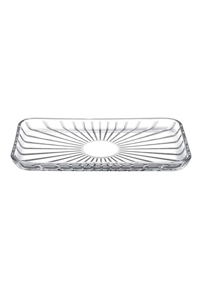 Elegant Dikdörtgen Servis Tabağı 165x280, Seffaf Açık Gri