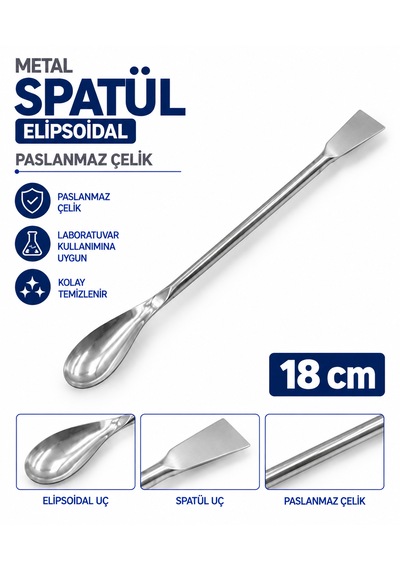 Metal Spatül - Elipsoidal 18 Cm - Paslanmaz Çelik Spatula