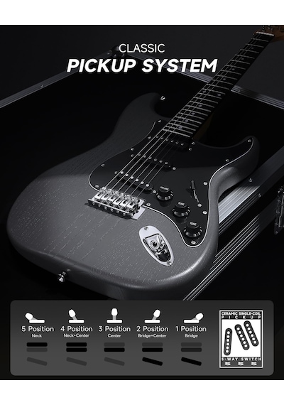 Donner Dst-80 Elektro Gitar, 39 Cm Başlangıç Elektro Gitar Kiti İle Amplifikatör, Klasik Sss Manyetik, Gig Çantası, Tuner, Capo, Askı, Penalar Ve Ücretsiz Çevrimiçi Dersler
