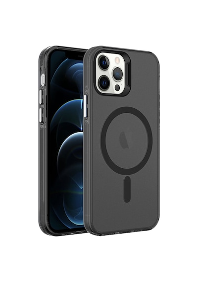 Apple Uyumlu iPhone 12 Pro Uyumlu Zore Magsafe Şarj Özellikli Buzlu Transparan C-pro Sert Kılıf-siyah Siyah -
