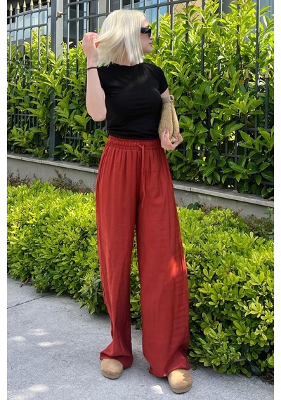 Madmext Kiremit Geniş Paça Kadın Pantolon Mg1982-kiremit Kiremit